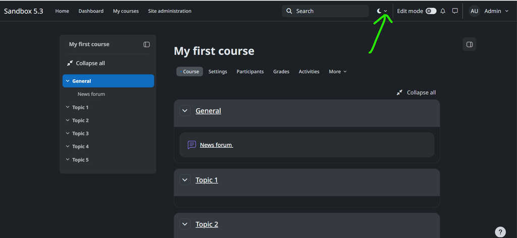 dark mode moodle 5.3